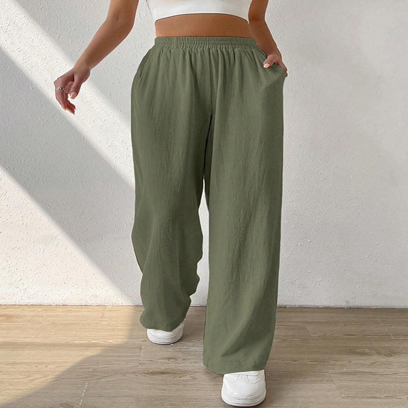 Loose leisure pants for women with elastic waistband and practical side pockets Lune London