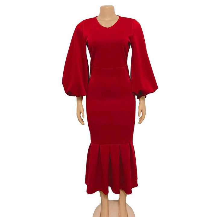 Fitted dress for women with voluminous sleeves and a flowing hem Lune London