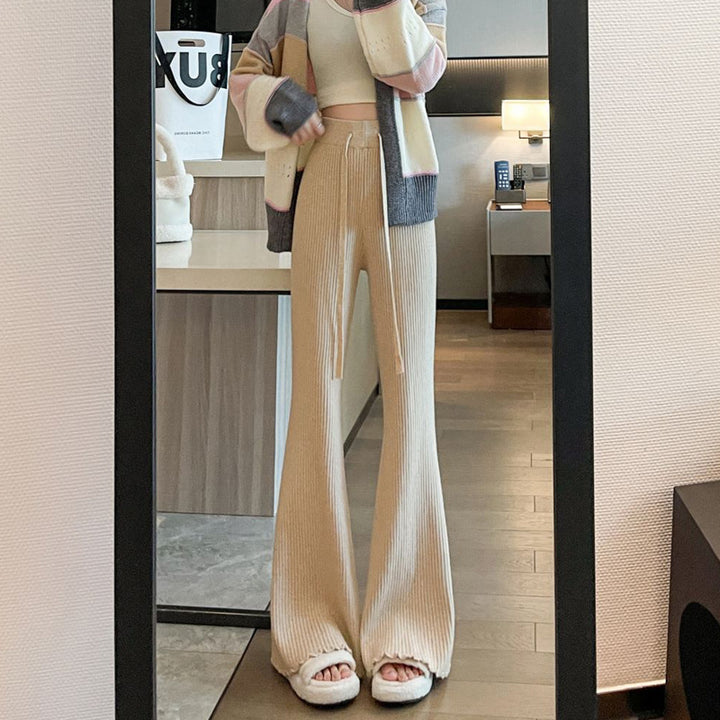 Pantalons tricotés confortables pour femme, à coupe large avec taille élastique Chic & Stil