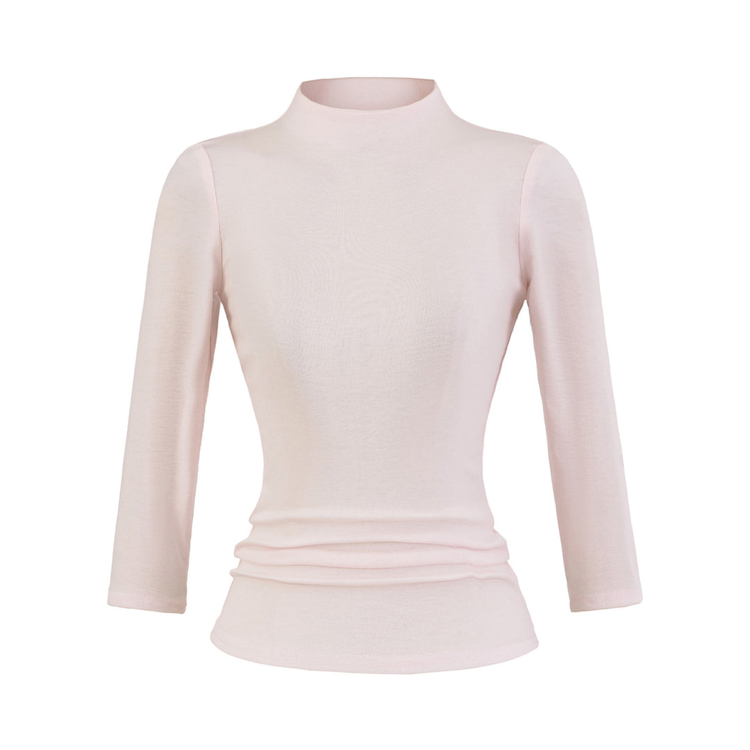 Long Sleeve Women's Shirt with Mock Neck and Ruching Details Lune London