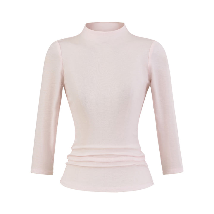 Long Sleeve Women's Shirt with Mock Neck and Ruching Details Lune London