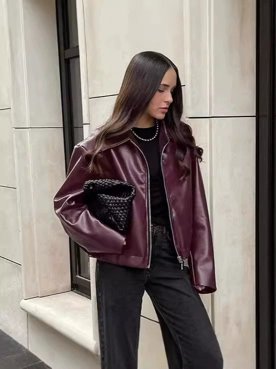 Women's Elegant Faux Leather Jacket Lune London