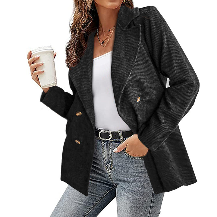 Faux leather blazer jacket for women with lined collar and trendy cut Lune London