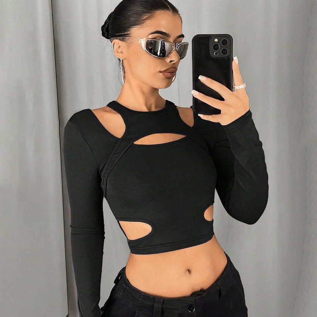 Ladies Trend Cut-Out Long Sleeve Top Lune London