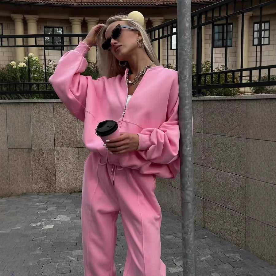 Lune London oversized cropped sweatshirt set for women and wide jogger pants