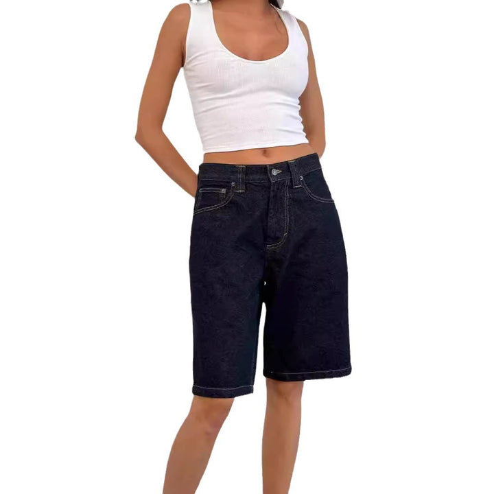 Women's casual denim shorts with a wide cut and high side pockets Lune London