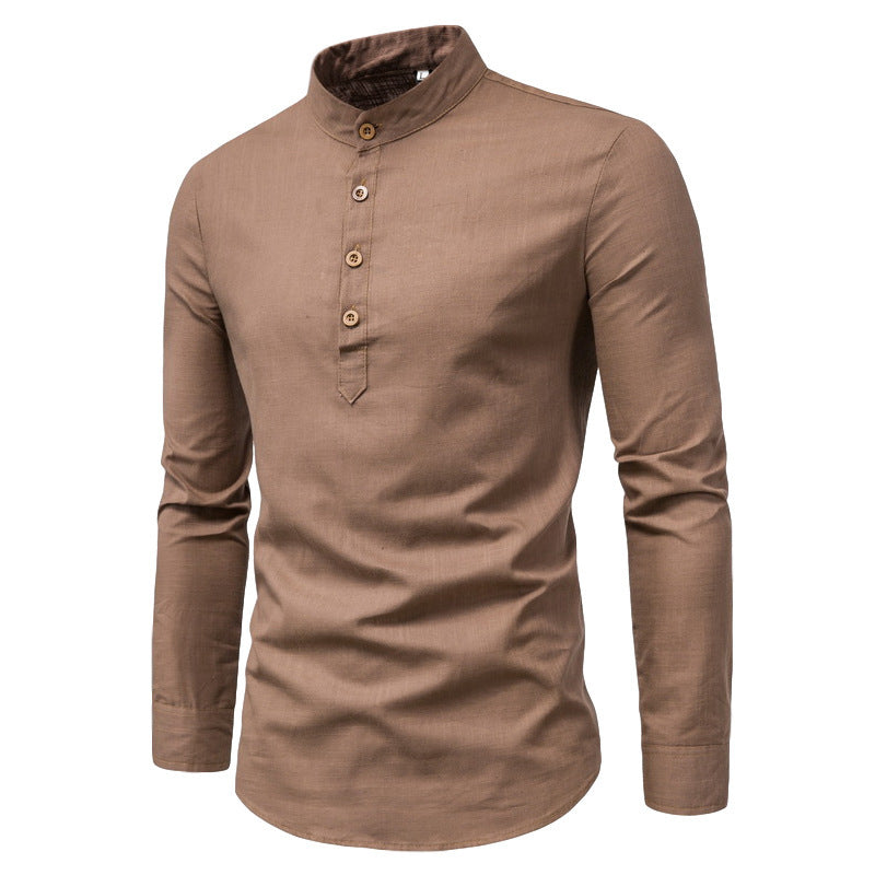 Men's long sleeve shirt with Henley neckline and decorative button placket Lune London