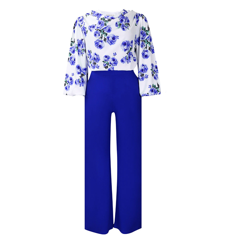 Women's jumpsuit with floral top and wide pants Lune London