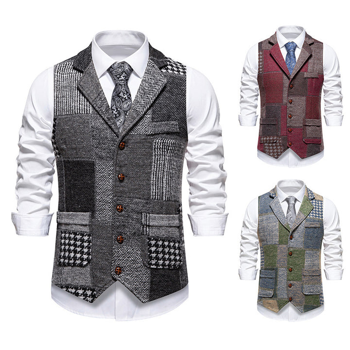 Men's suit vest with modern patchwork design and practical pockets Lune London