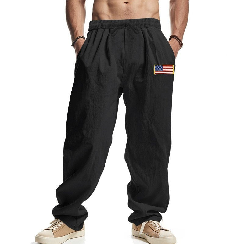 Casual men's pants with adjustable waist and American patch Lune London