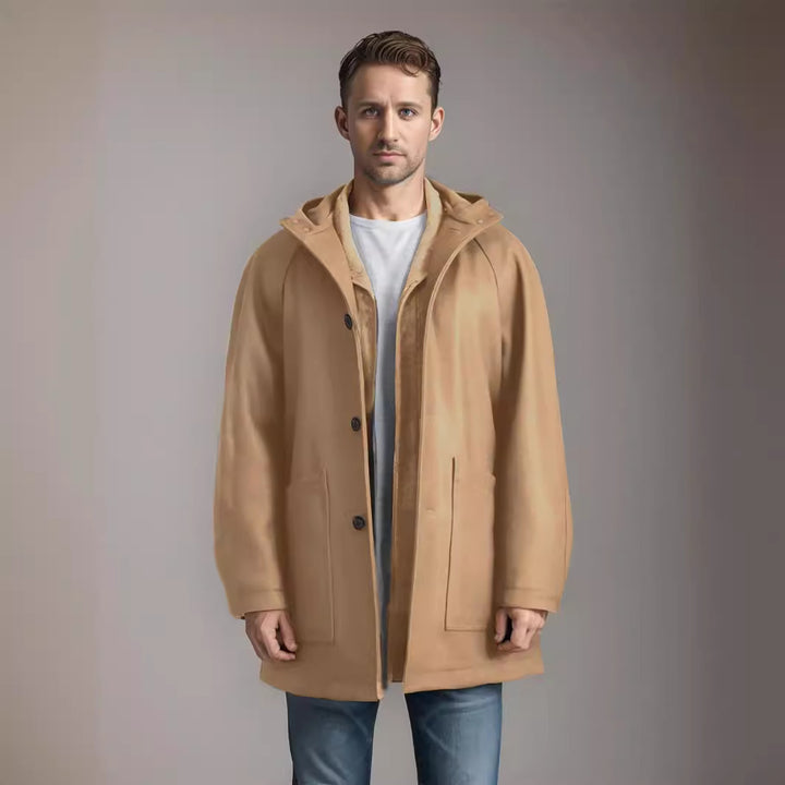 Practical and stylish hooded jacket for men in soft material Lune London