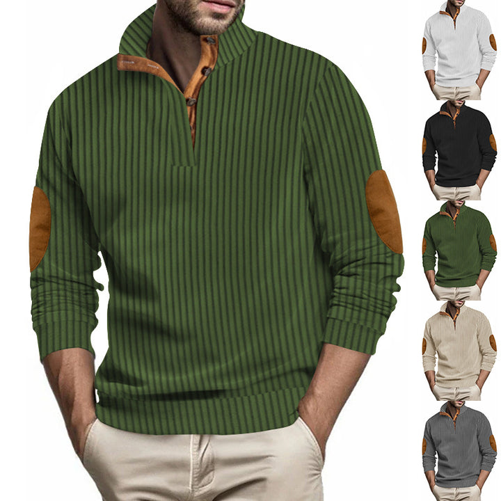 Knit sweater for men with a high collar and unique elbow patches Lune London