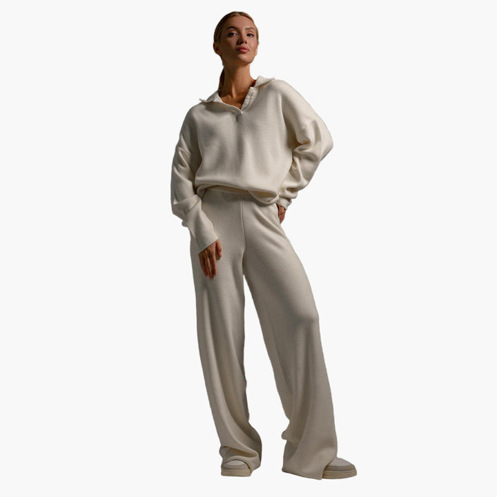 Lune London | Loungewear set - Oversized sweater with collar and wide pants - Perfect for home and leisure