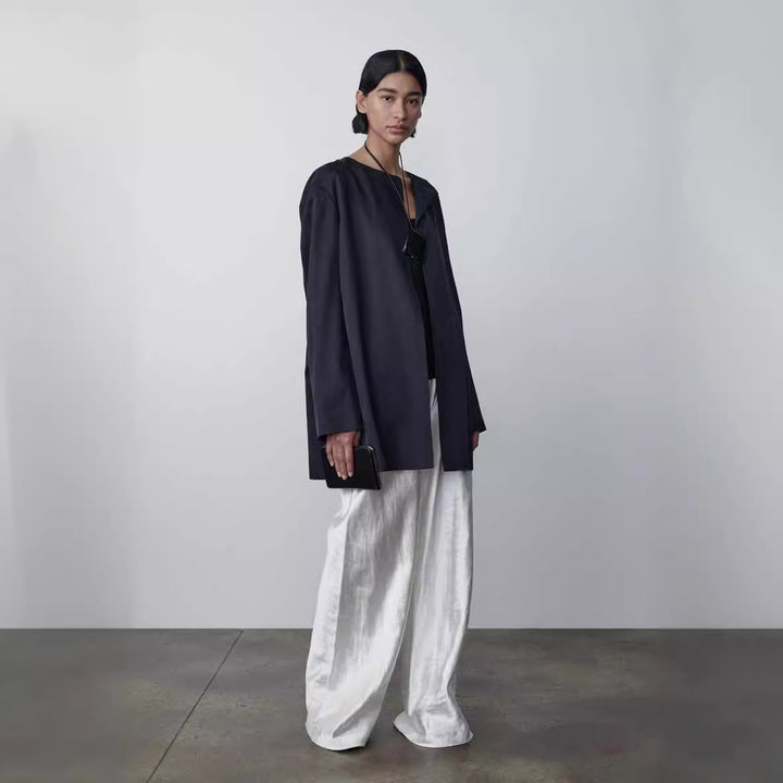 Pantalons élégants et fluides pour femmes à taille haute en satin de haute qualité Chic & Stil