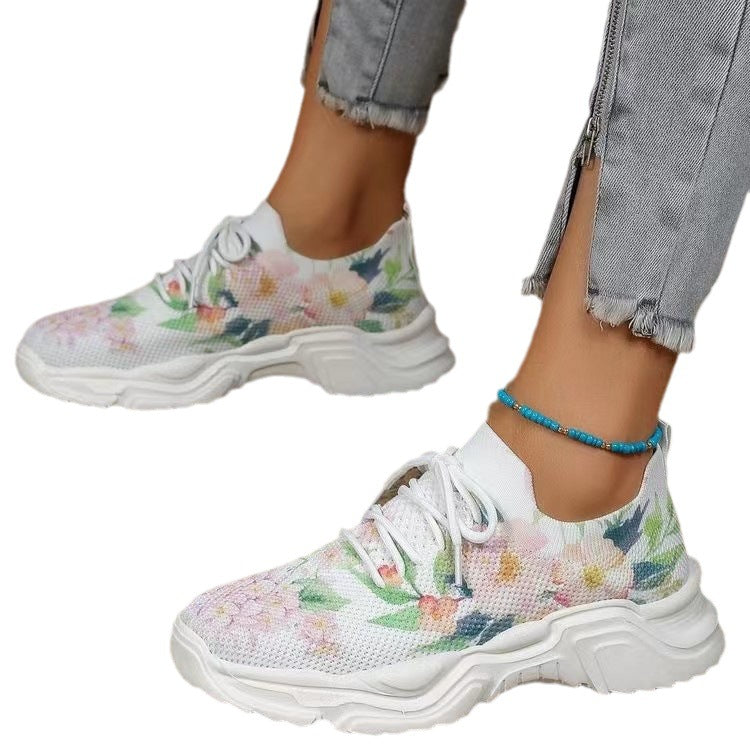 Trendy women's sneakers with floral design and cushioned sole Lune London