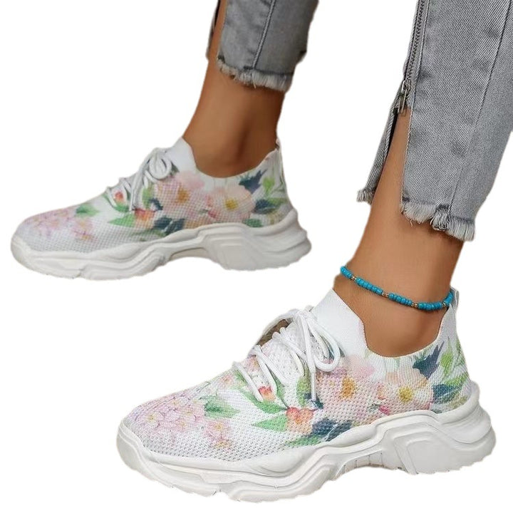 Trendy women's sneakers with floral design and cushioned sole Lune London