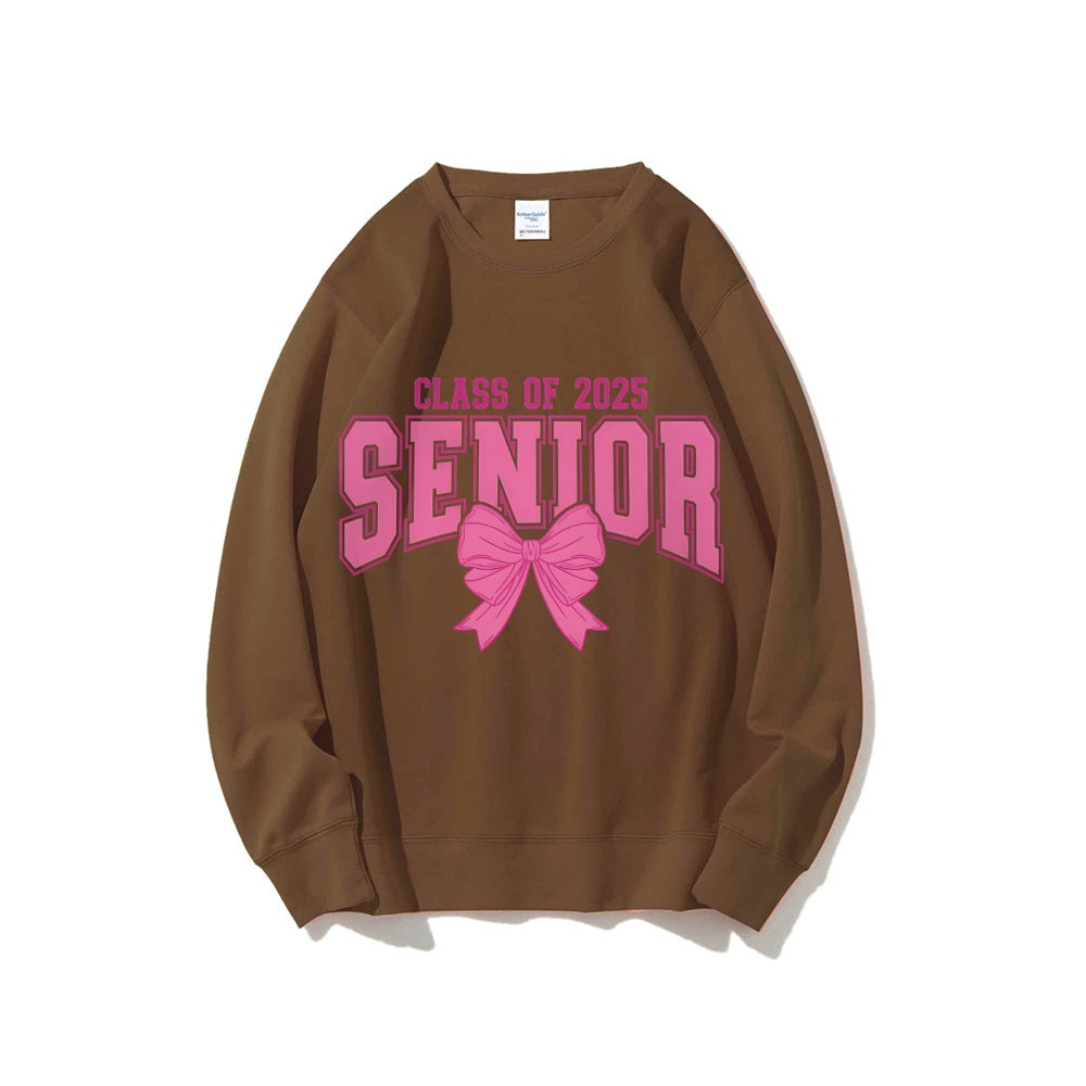 Sweatshirt pour femmes avec l'année de graduation et design de nœud décoratif Chic & Stil