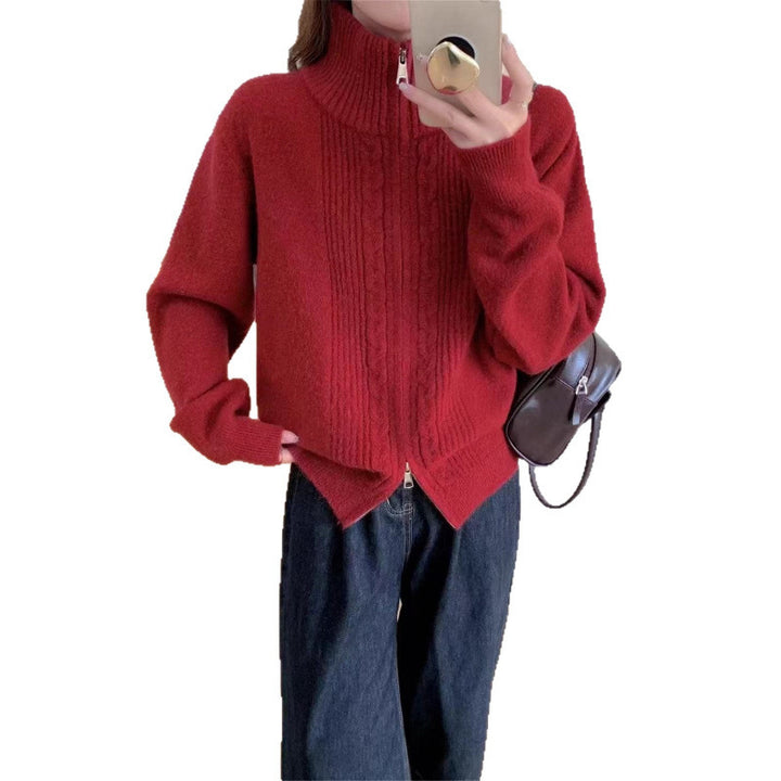 Cardigan féminin avec col zippé et matériau de haute qualité Chic & Stil