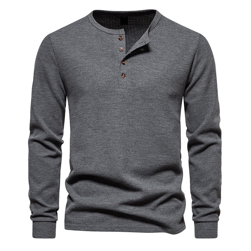 Long sleeve men's T-shirt with button placket and textured design Lune London