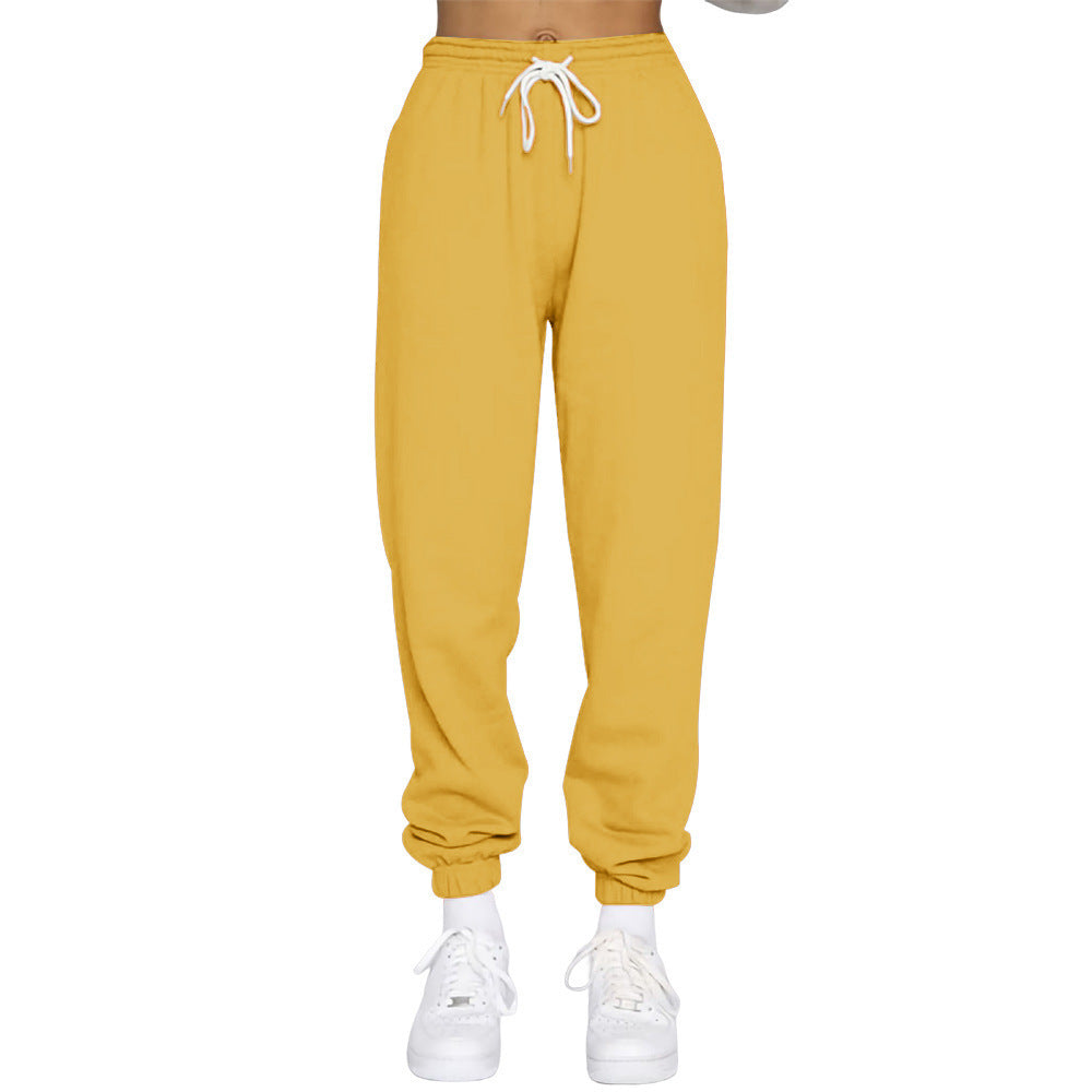 Sporty high-waisted jogger pants for women with drawstring Lune London