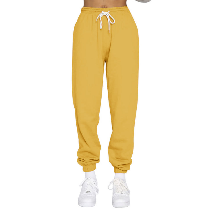 Sporty high-waisted jogger pants for women with drawstring Lune London