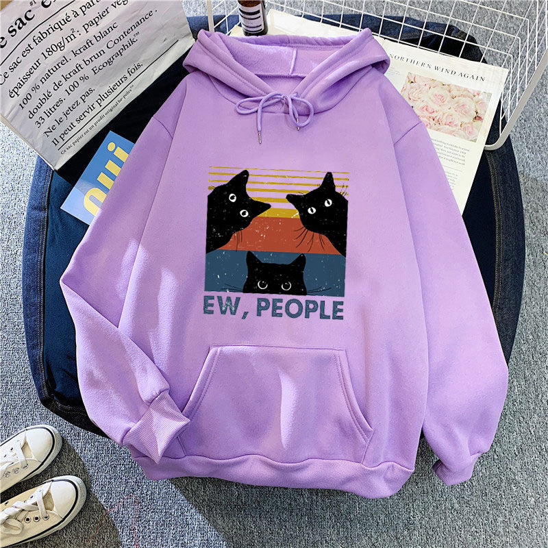 Women’s hoodie with stylish cat motif and inspiring lettering Chic & Stil