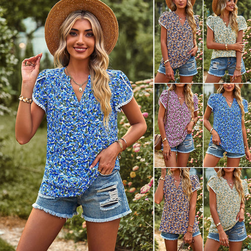 Women's blouse with floral patterns and ruffle details Lune London