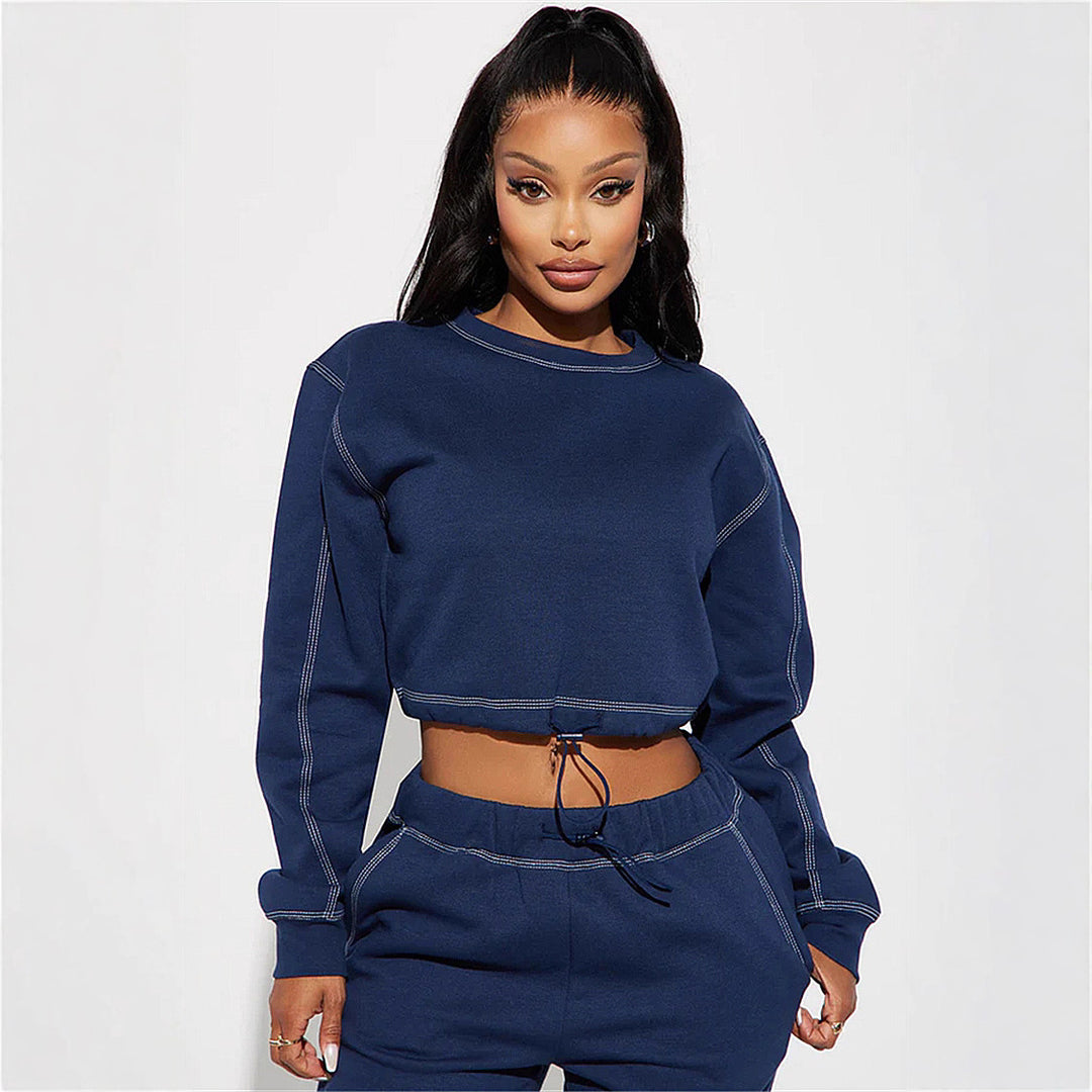 Sporty zip sweater for ladies with ruffled hem and loose fit Lune London