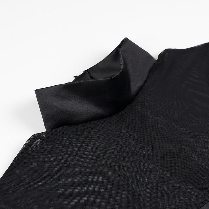 Robe élégante pour femmes avec manches transparentes et col haut Chic & Stil