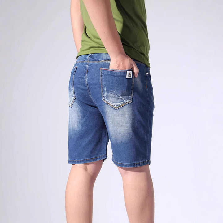 Men's denim shorts with elastic waistband and casual fit Lune London