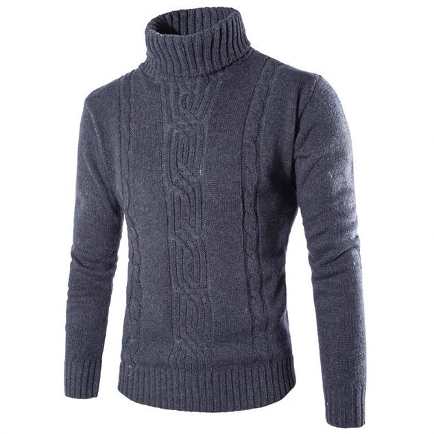 Pull-over tricot tendance pour hommes avec col montant et structure à torsades raffinée Lune London
