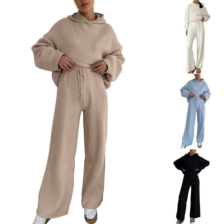 Casual knitted set for women with oversized hoodie and wide pants Lune London