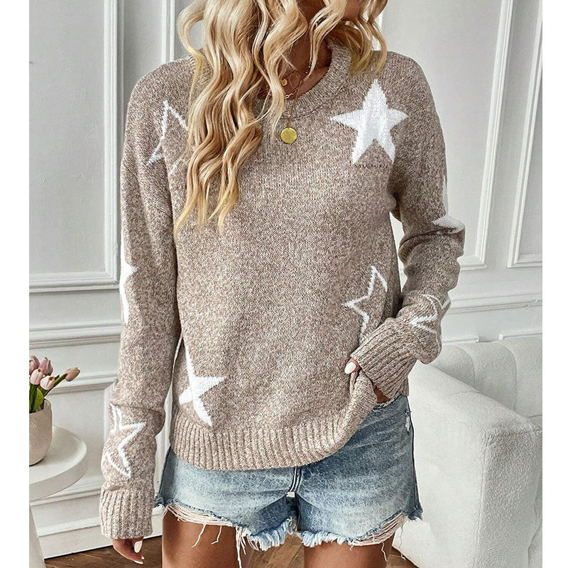 Pull en tricot pour femmes avec un motif d'étoile saisissant Chic & Stil