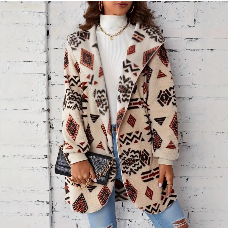 Women's plush jacket with ethnic pattern Lune London