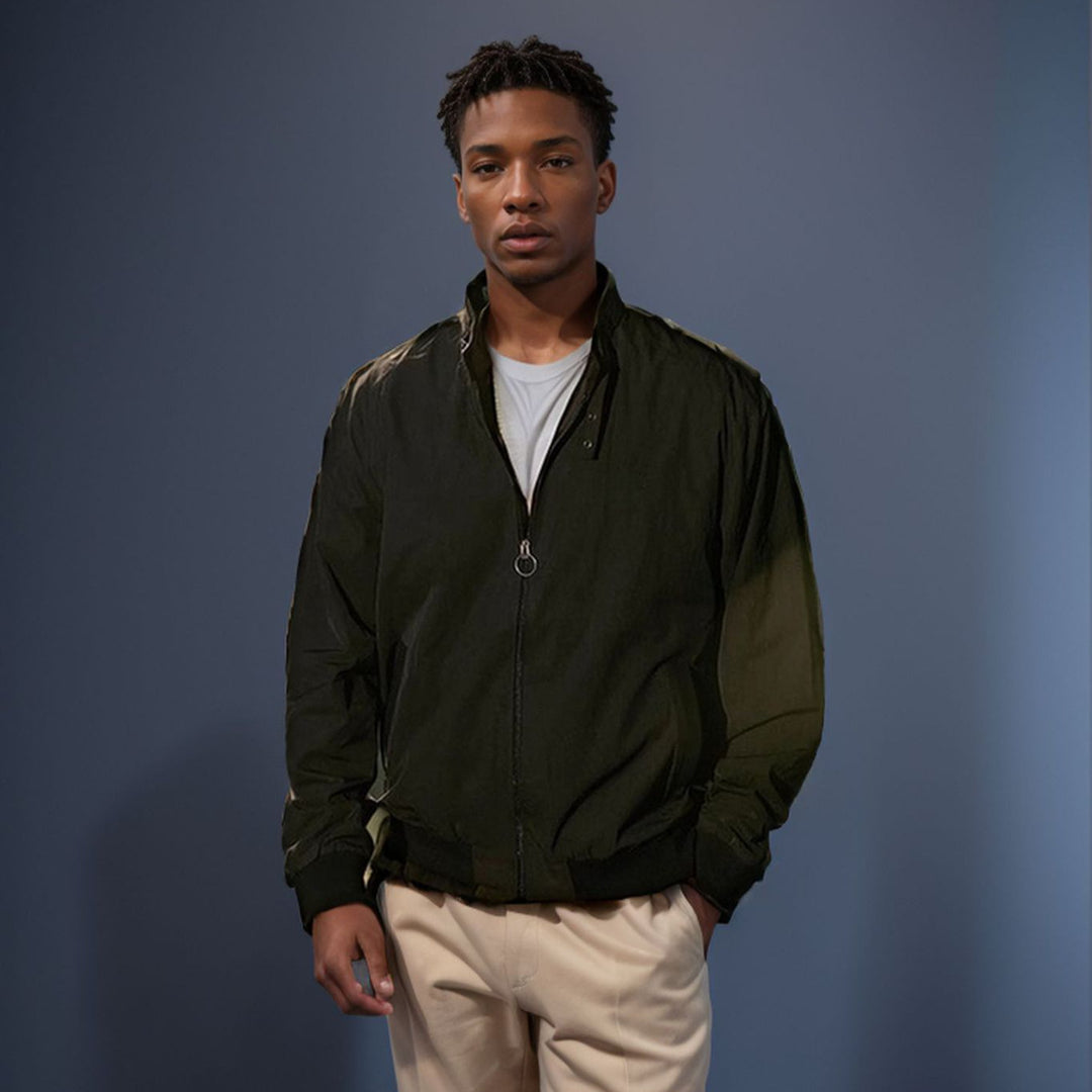 Versatile transition jacket for men with practical pockets and modern high collar Lune London