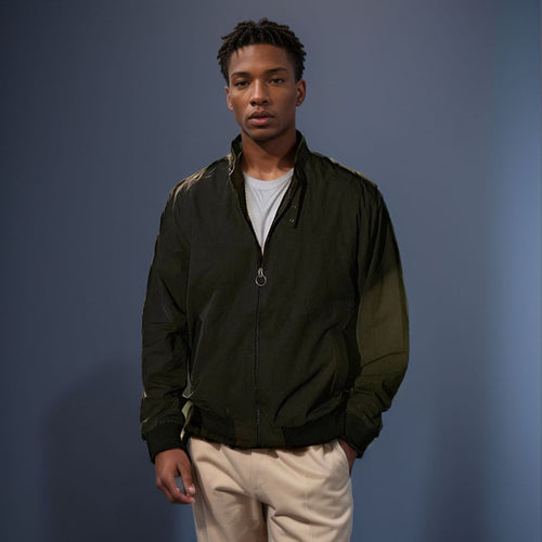 Versatile transition jacket for men with practical pockets and modern high collar Lune London
