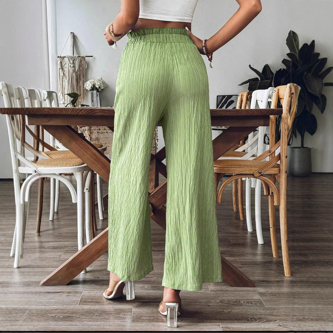 Loose linen pants for women with elastic waist and practical pockets Lune London