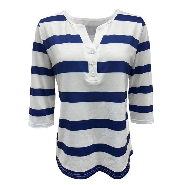 Chemise à manches longues pour femmes avec rayures bleu marine Chic & Stil
