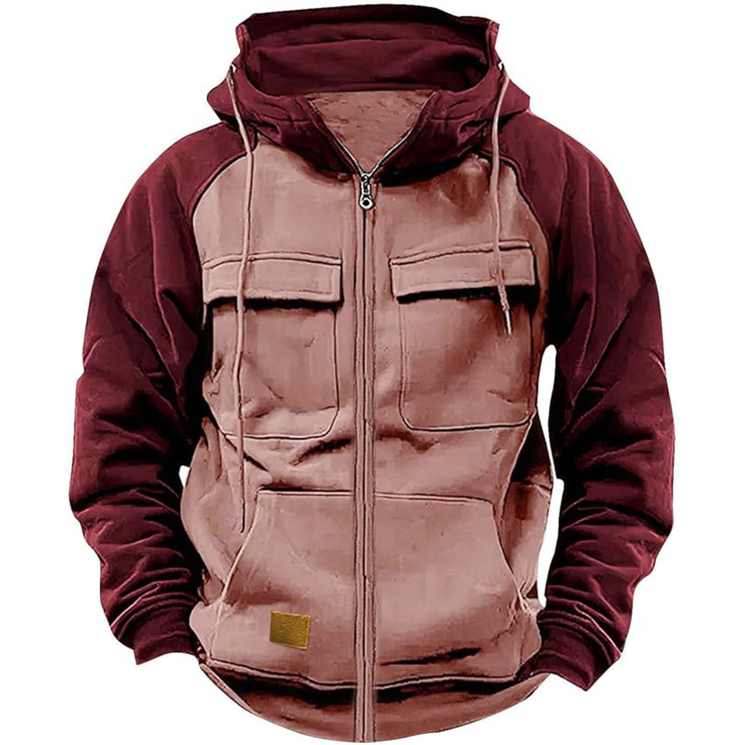 Hooded jacket for men with practical front utility pockets and a high collar Lune London