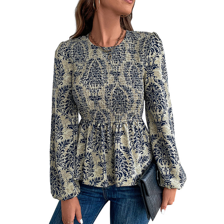 Elegant shirt for women with voluminous sleeves and a floral pattern Lune London