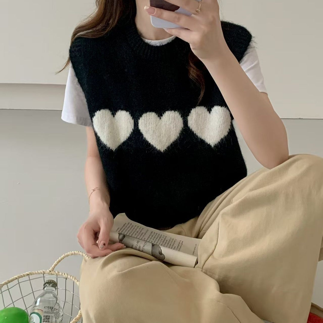 Pull en maille pour femmes avec motif cœur Chic & Stil