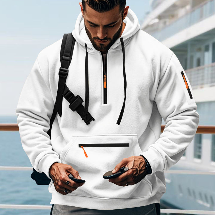 Men's sporty hoodie with zipper and practical pockets Lune London