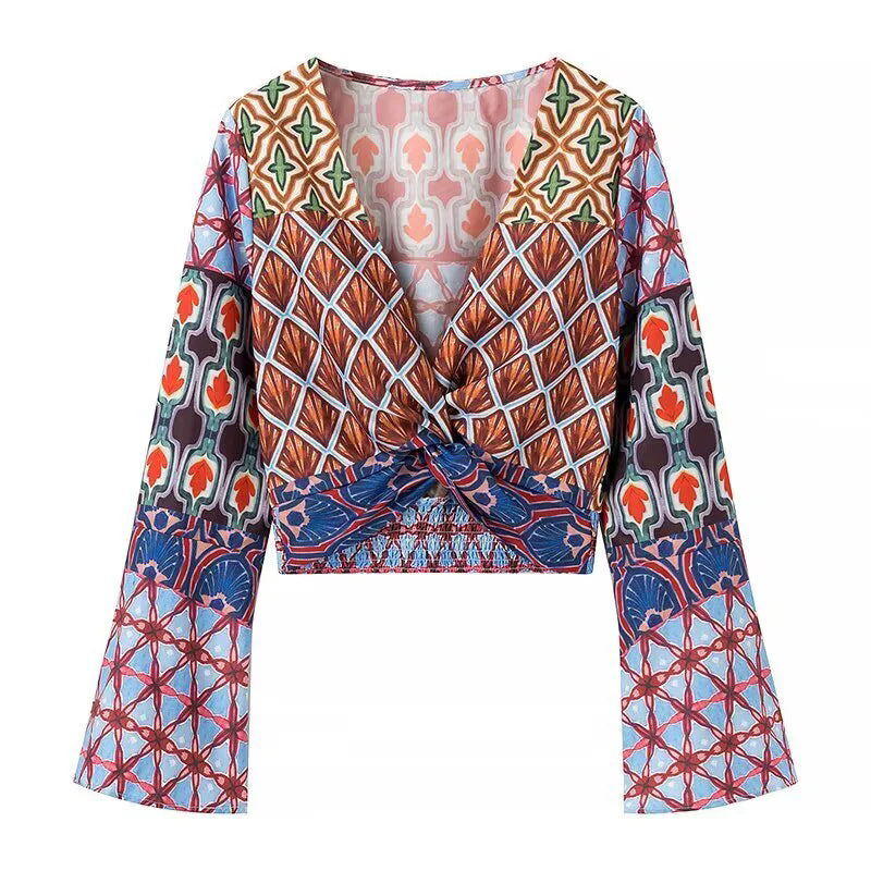 Wide pants for women with colorful pattern and elastic waist Lune London