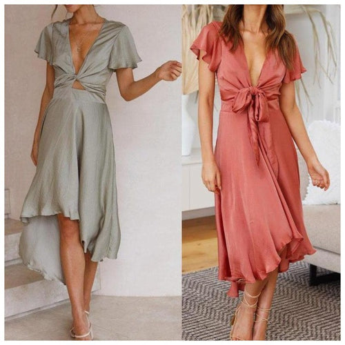 Lune London Women's Midi Tie Dress