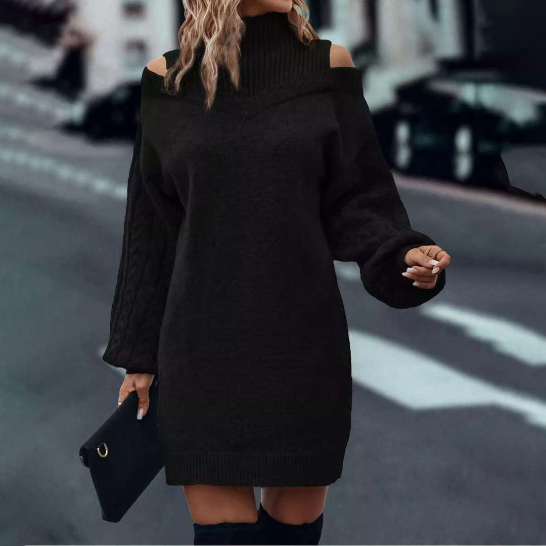 Robe en tricot pour femmes avec look décolleté et design en cable à la mode Chic & Stil