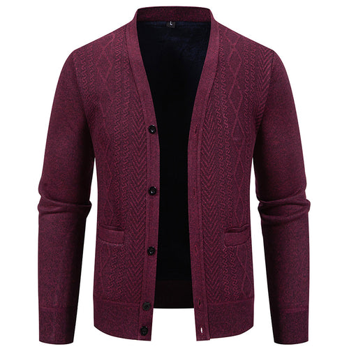 Men's knitted jacket with textured design and button closure Lune London