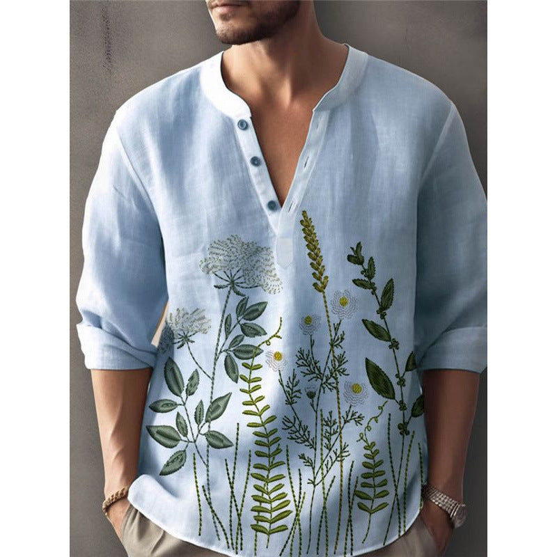 Elegant shirt for men embroidered with flowers Lune London