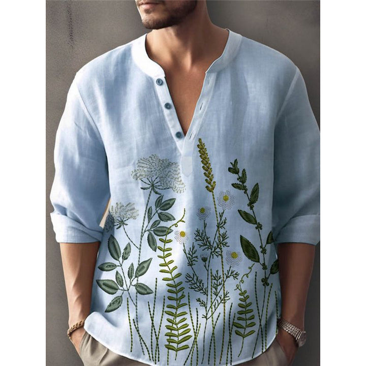 Elegant shirt for men embroidered with flowers Lune London