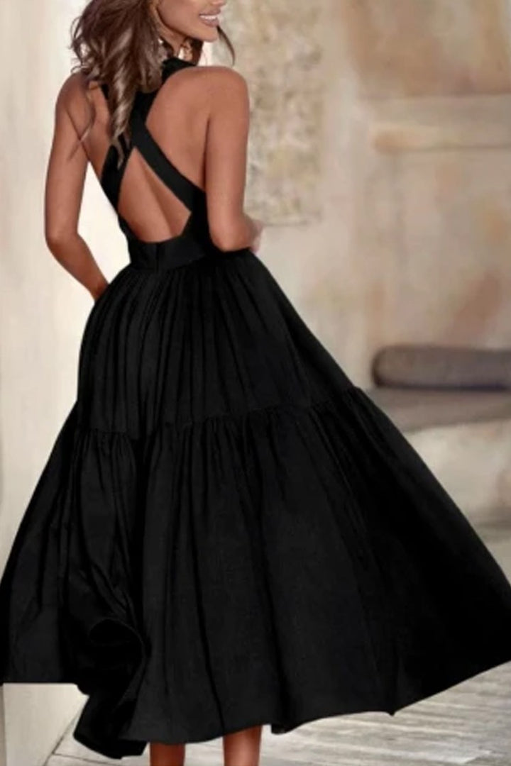 Ladies Elegant Long Sleeve Dress with Long Skirt and Refined Pleats Lune London