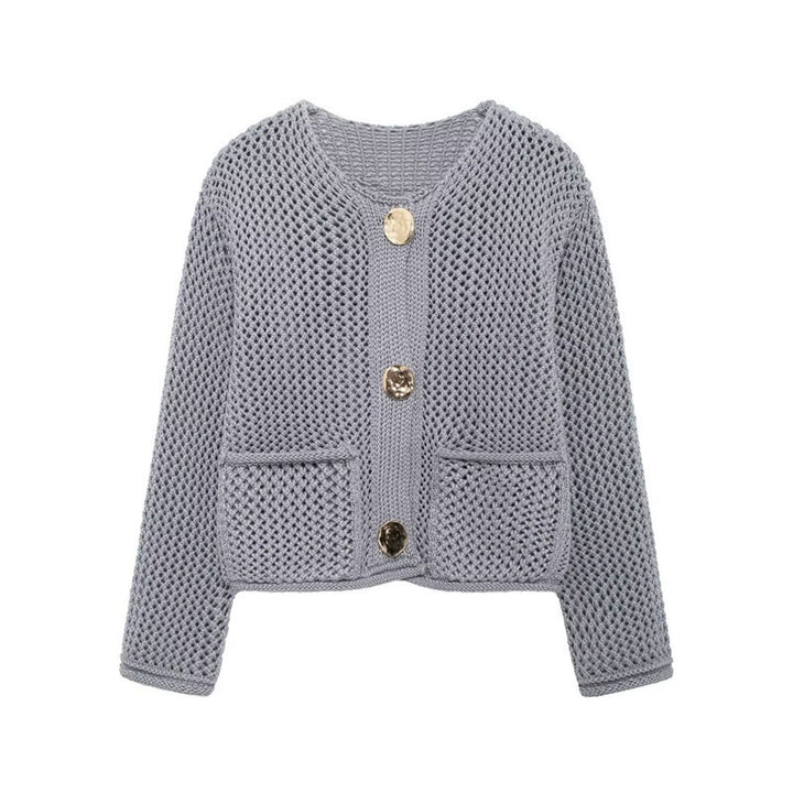 Ladies' knitted cardigan with openwork pattern and practical pockets Lune London